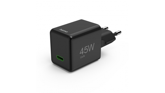 Hama Snellader USB-C PD/QC/GaN Super-Mini-Charger 45 W Zwart